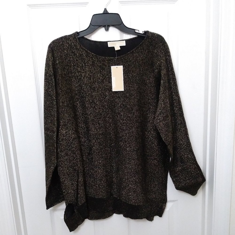 SOLD SOLD Michael Kors Gold Metallic Party Ready Tunic Top Large - Picture 4 of 16